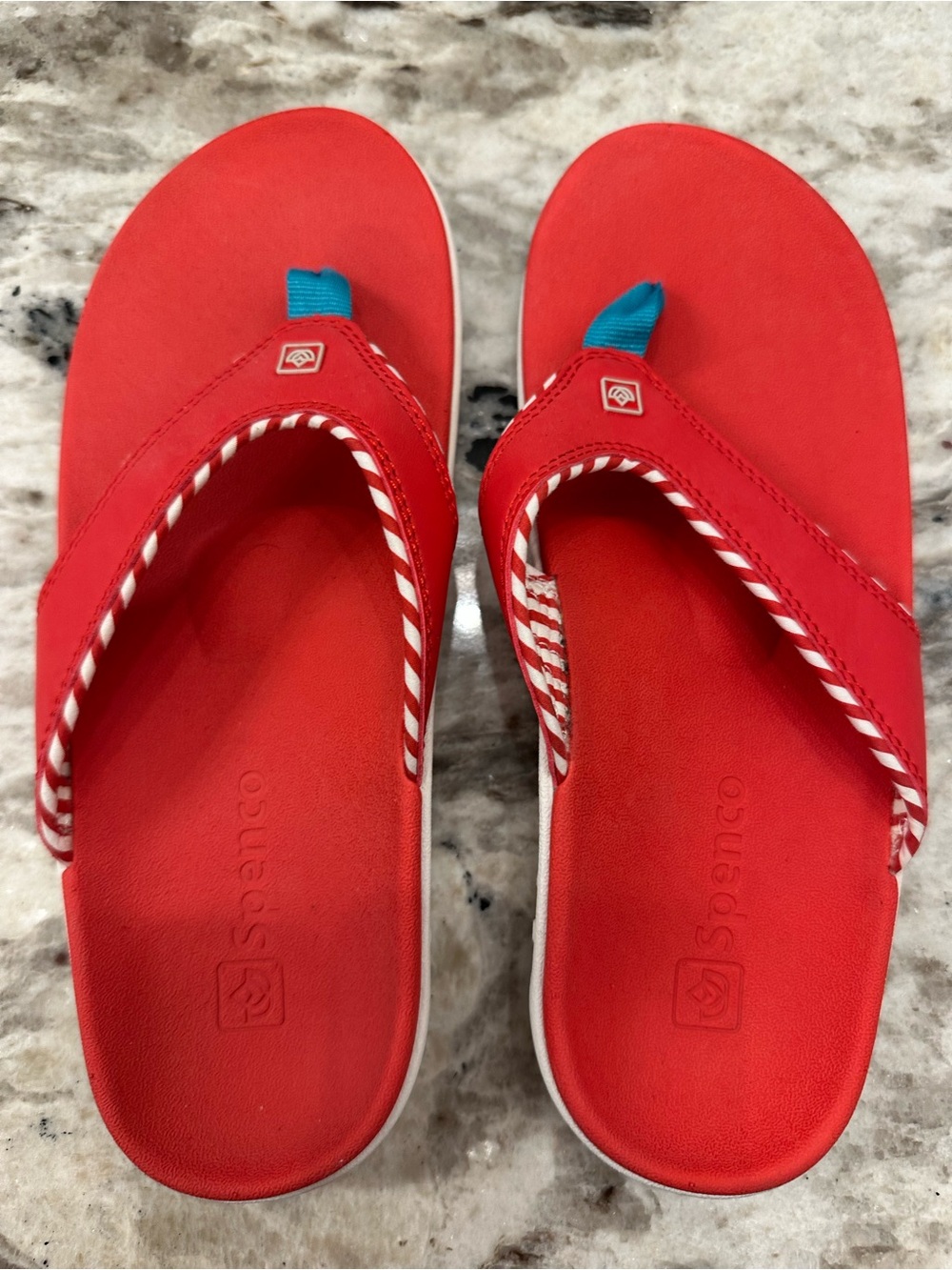 Spenco Red Women's Flip Flop Sandals with Contrast Tab
